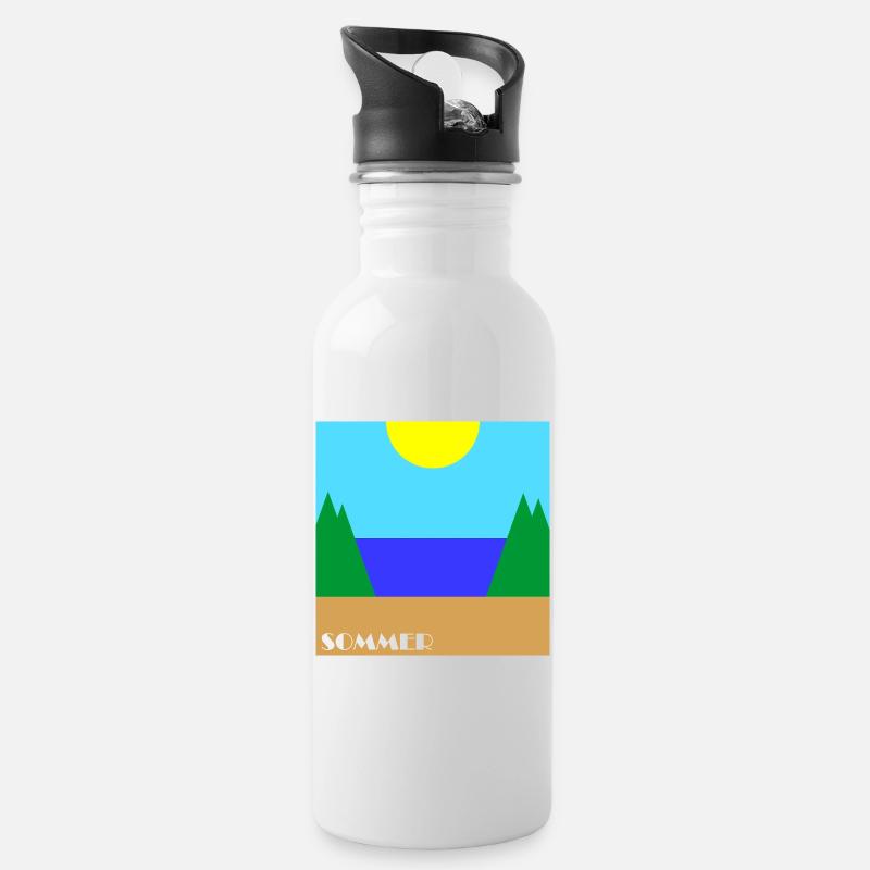 Sommer - Trinkflasche mit integriertem Trinkhalm - Weiß