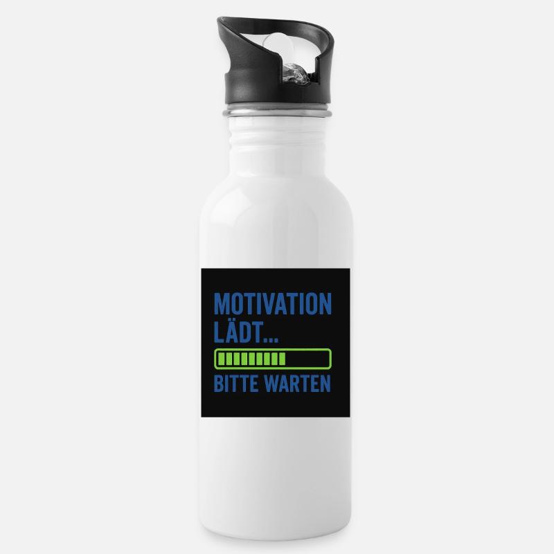 Motivation lädt... Bitte warten - Trinkflasche mit integriertem Trinkhalm - Weiß