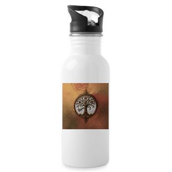 Arbre de vie circulaire - Gourde avec paille intégrée - blanc - Droite