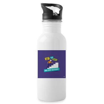 Mein täglicher Sport: motivierende Schimpfwörter - Trinkflasche mit integriertem Trinkhalm - Weiß - Rechts