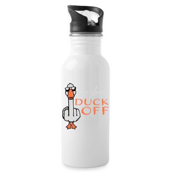 Goose Live Laugh Duck Off Sunglasses Middle Finger - Water bottle with straw - white - Right