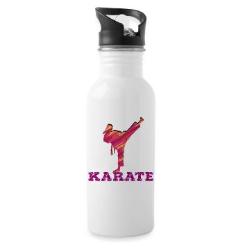 Karate Silhouette Color Explosion - Water bottle with straw - white - Right