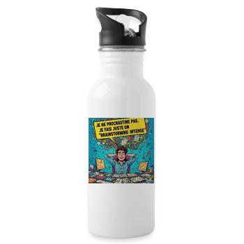 Brainstorming für intensive Pop-Art - Trinkflasche mit integriertem Trinkhalm - Weiß - Rechts