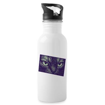 Neon Cat Gaze Moderne Grafik - Trinkflasche mit integriertem Trinkhalm - Weiß - Rechts