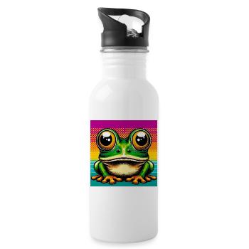 grenouille - Gourde avec paille intégrée - blanc - Droite