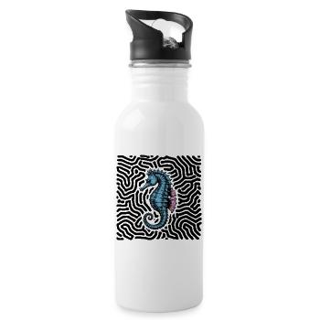 Seepferdchen - Trinkflasche mit integriertem Trinkhalm - Weiß - Rechts