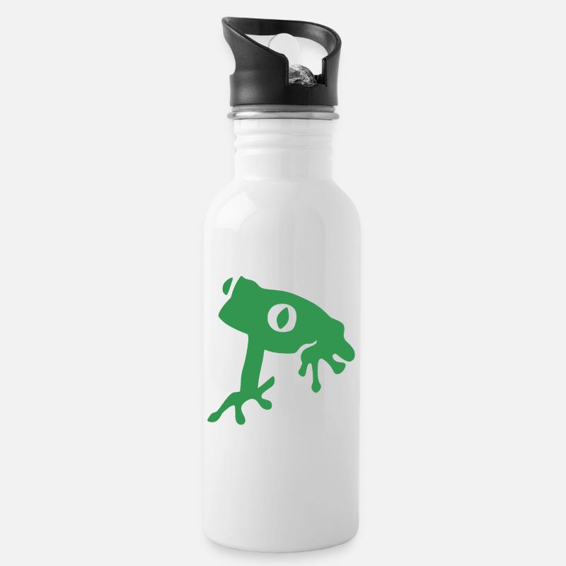 Sei kein Frosch - Trinkflasche mit integriertem Trinkhalm - Weiß