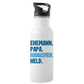 Handballspieler Handball Handballer Geschenke - Trinkflasche mit integriertem Trinkhalm - Weiß - Rechts