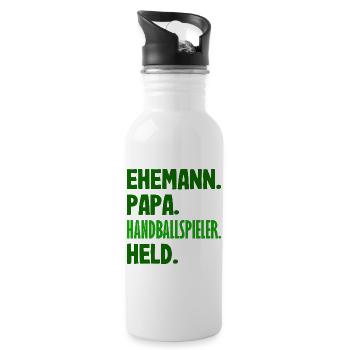 Handballspieler Handball Handballer Geschenke - Trinkflasche mit integriertem Trinkhalm - Weiß - Rechts