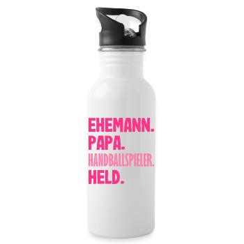 Handballspieler Handball Handballer Geschenke - Trinkflasche mit integriertem Trinkhalm - Weiß - Rechts
