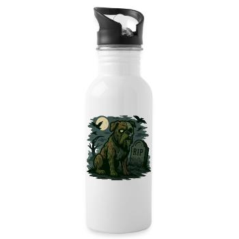Zombie Bulldog - Undead Dog Halloween Design. - Water bottle with straw - white - Right