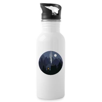 Nightfall Cabin in Pines - Water bottle with straw - white - Right