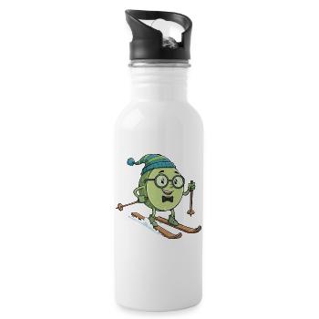 Rosenkohl Auf Skiern Lustiges Winter Ski - Trinkflasche mit integriertem Trinkhalm - Weiß - Rechts