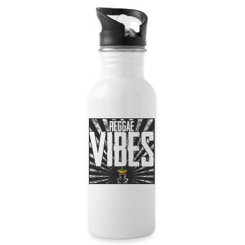 Reggae Vibes Design - Trinkflasche mit integriertem Trinkhalm - Weiß - Rechts