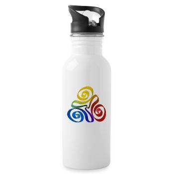 Regenbogen Dreieck Spirale - Trinkflasche mit integriertem Trinkhalm - Weiß - Rechts