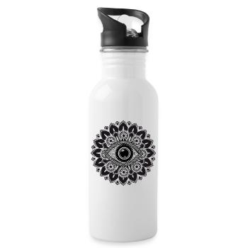 L’œil mystique dans le mandala – Symbole spirituel - Gourde avec paille intégrée - blanc - Droite