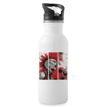 Punk Rebellion – Singer with mohawk - Water bottle with straw - white - Right