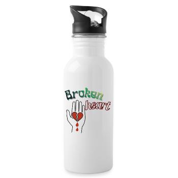 Hand mit gebrochenem Herzen - Trinkflasche mit integriertem Trinkhalm - Weiß - Rechts