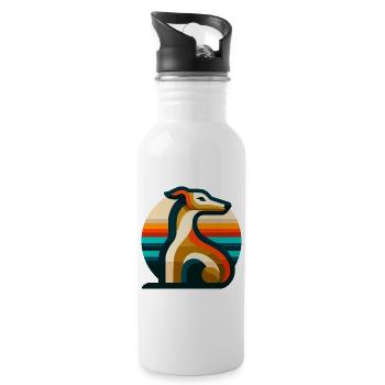 Galgo-Logo Nr2 - Trinkflasche mit integriertem Trinkhalm - Weiß - Rechts