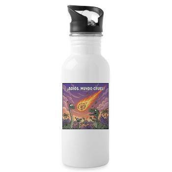 Goodbye Cruelty World: Dinosaurier - Trinkflasche mit integriertem Trinkhalm - Weiß - Rechts