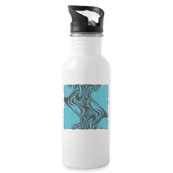 Zebra Pattern Cyan - Water bottle with straw - white - Right