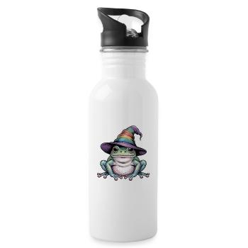 Magic Frog - Lustiger Frosch T-Shirt - Trinkflasche mit integriertem Trinkhalm - Weiß - Rechts