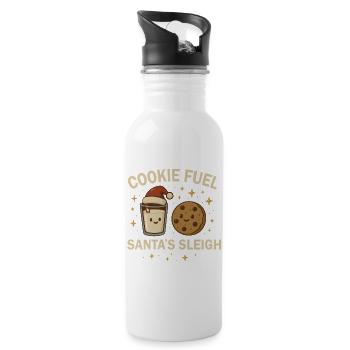 Weihnachten Baking Crew - Weihnachtskeks & Milch  - Trinkflasche mit integriertem Trinkhalm - Weiß - Rechts