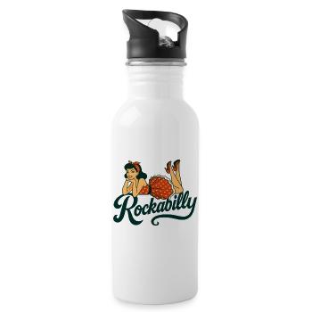Rockabilly Pin-Up Woman 50s Reclining Petticoat - Water bottle with straw - white - Right