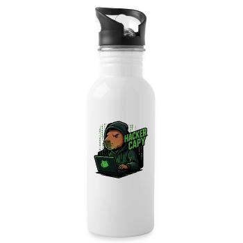 Hacker Capy – Cyber Capybara Tech  - Trinkflasche mit integriertem Trinkhalm - Weiß - Rechts