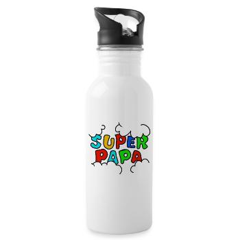 Police arc-en-ciel Super Dad - Gourde avec paille intégrée - blanc - Droite