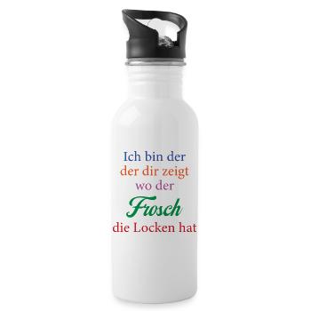 Frosch und seine Locken Farbtypografie - Trinkflasche mit integriertem Trinkhalm - Weiß - Rechts