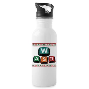 WASD Christmas Funny Gaming Gift Kids - Water bottle with straw - white - Right