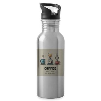 Coffee Code Design - Water bottle with straw - silver - Right