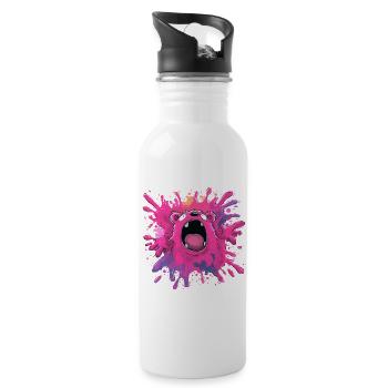 Farbexplosion Monster - Trinkflasche mit integriertem Trinkhalm - Weiß - Rechts