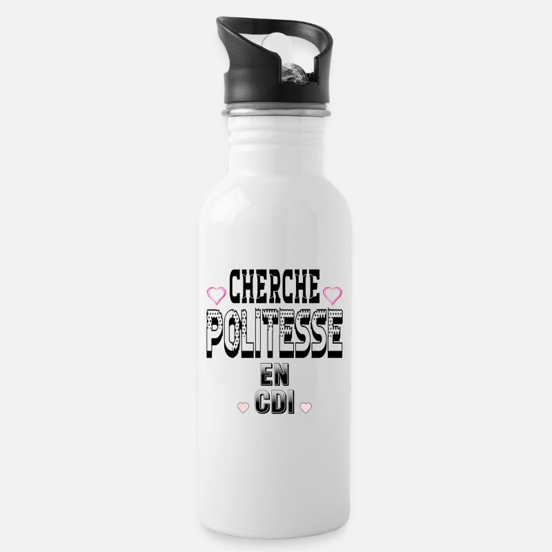 Looking for politeness on a permanent contract - Water bottle with straw - white