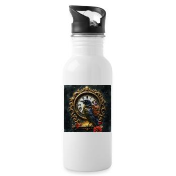 Raven Vintage Uhr - Trinkflasche mit integriertem Trinkhalm - Weiß - Rechts