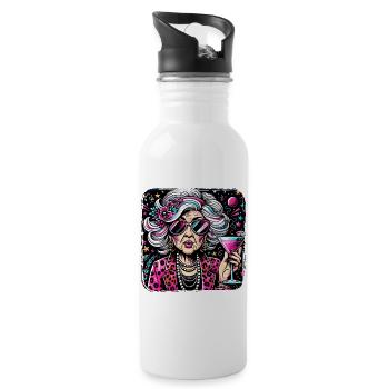 Oldie But Goldy Stark Und Stilvoll - Trinkflasche mit integriertem Trinkhalm - Weiß - Rechts
