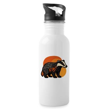 Badger at sunset - Water bottle with straw - white - Right