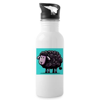Schwarzes Schaf - Trinkflasche mit integriertem Trinkhalm - Weiß - Rechts