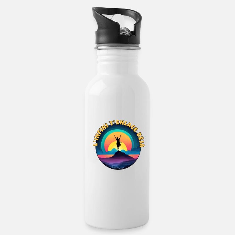 Unendlichkeit umarmt dich bereits - Trinkflasche mit integriertem Trinkhalm - Weiß
