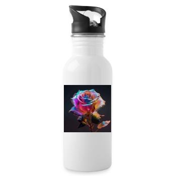 Rainbow Rose Neon Glow - Water bottle with straw - white - Right