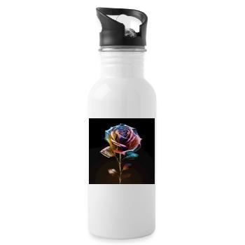 Regenbogenrose Metallglanz - Trinkflasche mit integriertem Trinkhalm - Weiß - Rechts