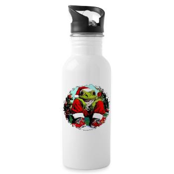 Frogs Christmas - Water bottle with straw - white - Right