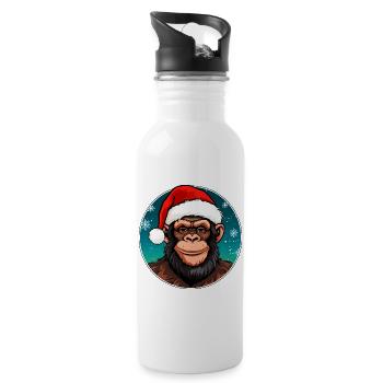 Weihnachten Schimpansen - Trinkflasche mit integriertem Trinkhalm - Weiß - Rechts