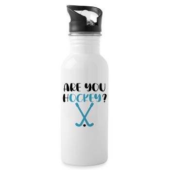 Ok Hockey - pun Ok - Water bottle with straw - white - Right