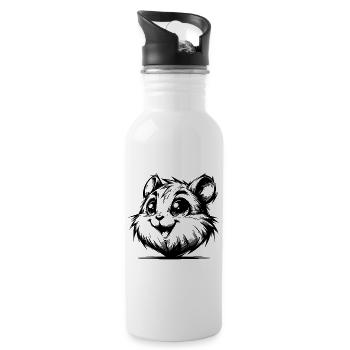 Lustiges Hamsterlächeln Nager voller Lebensfreude - Trinkflasche mit integriertem Trinkhalm - Weiß - Rechts