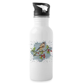 Colorful bird - Water bottle with straw - white - Right