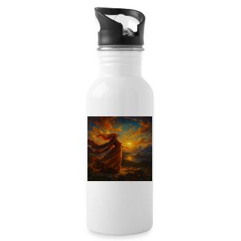 Sunset Gown in Amber Light - Water bottle with straw - white - Right