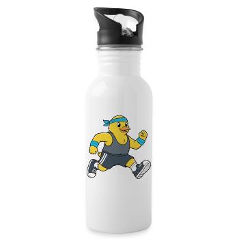 Marathon de canards animés Jogging Sport sportif - Gourde avec paille intégrée - blanc - Droite