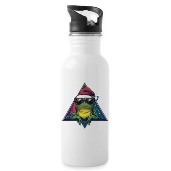 Frosch im Santa Triangle - Trinkflasche mit integriertem Trinkhalm - Weiß - Rechts